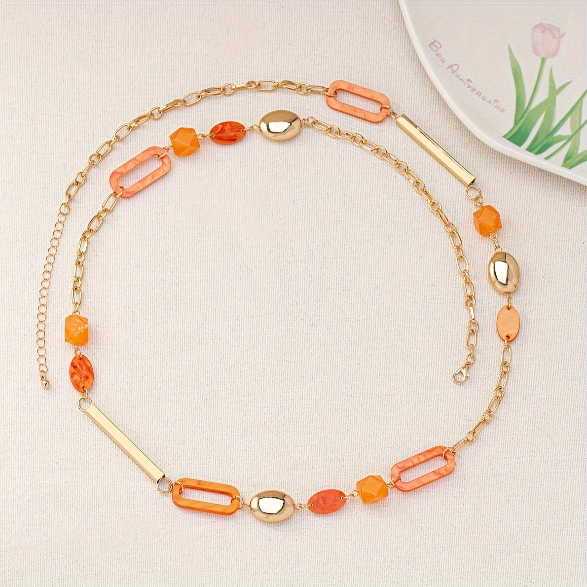 Boho Style Golden Plated Geometric Long Necklace